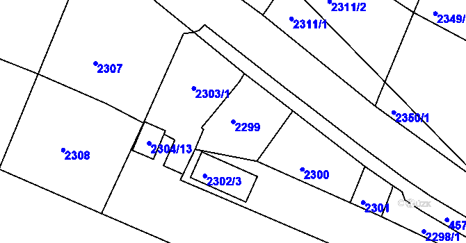Parcela st. 2299 v KÚ Třešť, Katastrální mapa