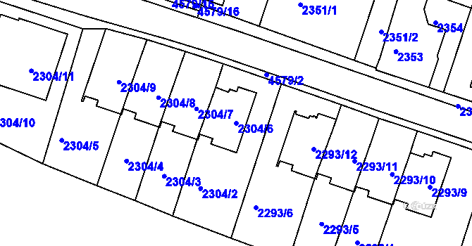 Parcela st. 2304/6 v KÚ Třešť, Katastrální mapa