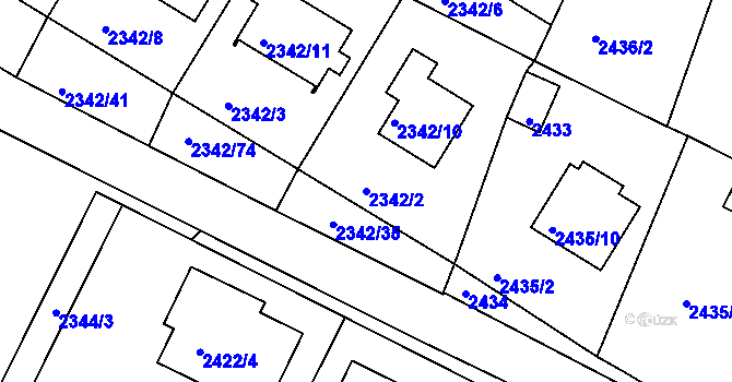 Parcela st. 2342/2 v KÚ Třešť, Katastrální mapa