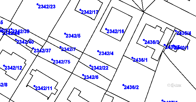 Parcela st. 2342/4 v KÚ Třešť, Katastrální mapa