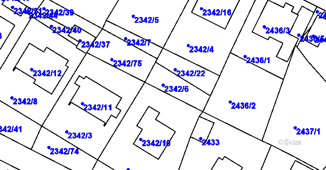 Parcela st. 2342/6 v KÚ Třešť, Katastrální mapa