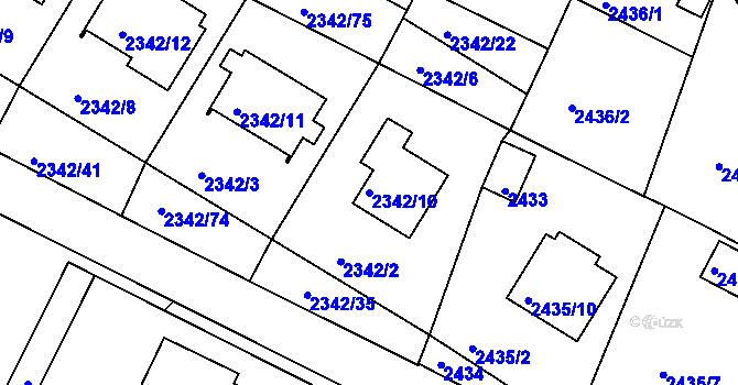 Parcela st. 2342/10 v KÚ Třešť, Katastrální mapa