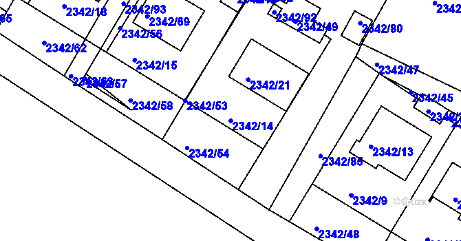Parcela st. 2342/14 v KÚ Třešť, Katastrální mapa