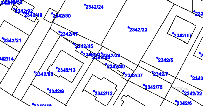 Parcela st. 2342/39 v KÚ Třešť, Katastrální mapa