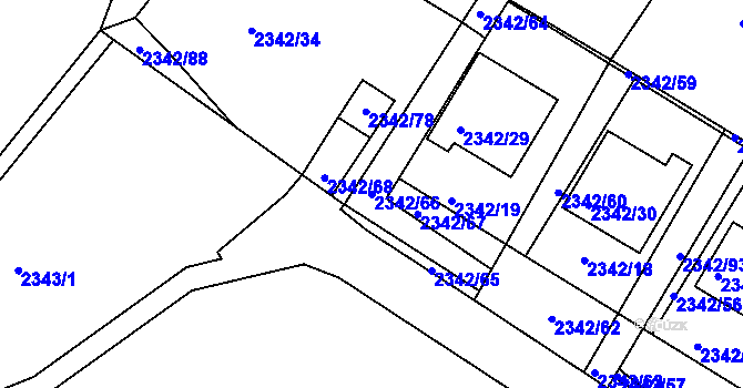 Parcela st. 2342/66 v KÚ Třešť, Katastrální mapa