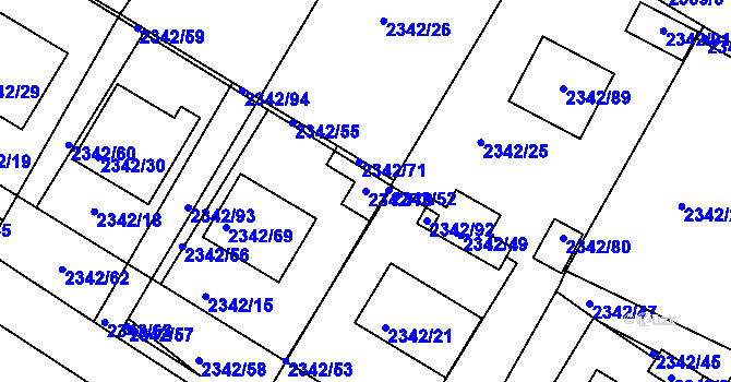 Parcela st. 2342/70 v KÚ Třešť, Katastrální mapa