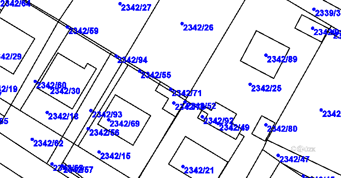 Parcela st. 2342/71 v KÚ Třešť, Katastrální mapa