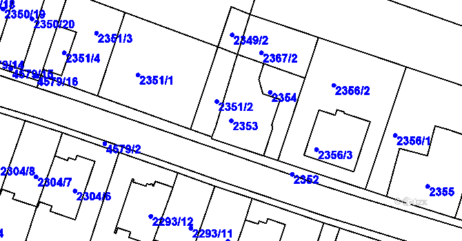 Parcela st. 2353 v KÚ Třešť, Katastrální mapa