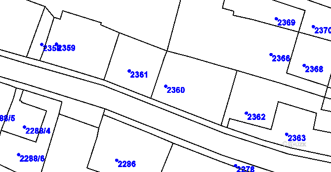 Parcela st. 2360 v KÚ Třešť, Katastrální mapa