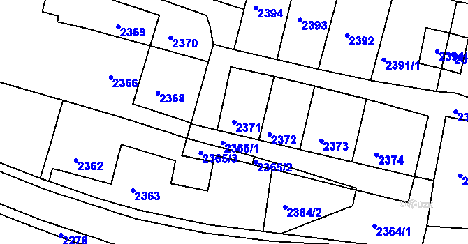 Parcela st. 2371 v KÚ Třešť, Katastrální mapa
