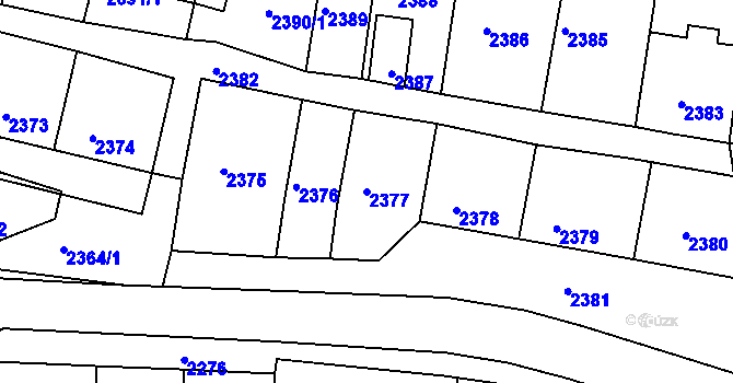 Parcela st. 2377 v KÚ Třešť, Katastrální mapa