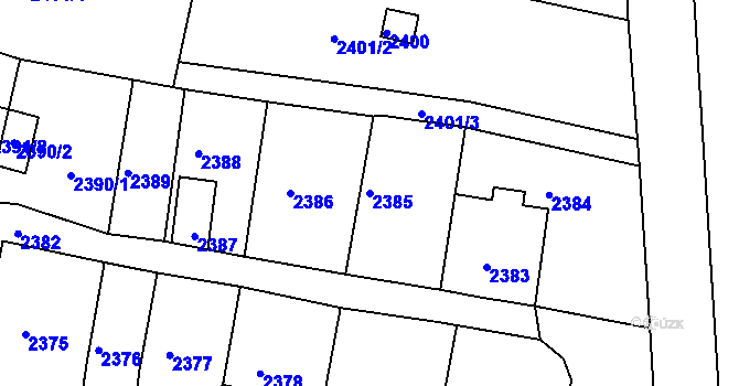 Parcela st. 2385 v KÚ Třešť, Katastrální mapa