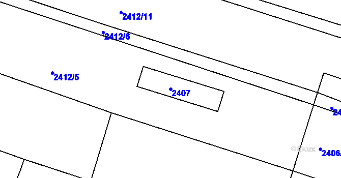Parcela st. 2407 v KÚ Třešť, Katastrální mapa