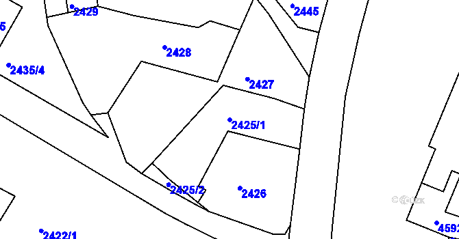 Parcela st. 2425/1 v KÚ Třešť, Katastrální mapa
