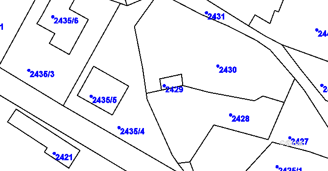 Parcela st. 2429 v KÚ Třešť, Katastrální mapa