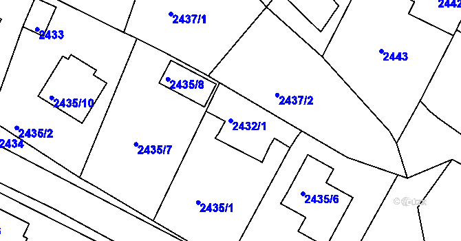 Parcela st. 2432/1 v KÚ Třešť, Katastrální mapa