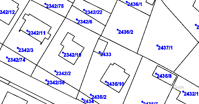 Parcela st. 2433 v KÚ Třešť, Katastrální mapa