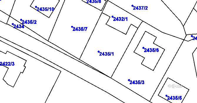 Parcela st. 2435/1 v KÚ Třešť, Katastrální mapa