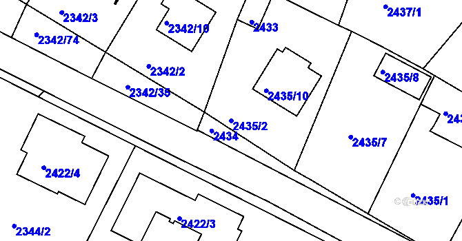 Parcela st. 2435/2 v KÚ Třešť, Katastrální mapa