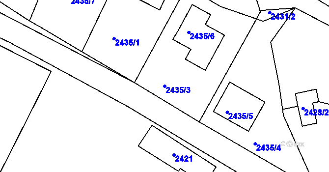 Parcela st. 2435/3 v KÚ Třešť, Katastrální mapa