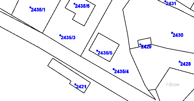 Parcela st. 2435/5 v KÚ Třešť, Katastrální mapa