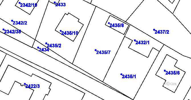 Parcela st. 2435/7 v KÚ Třešť, Katastrální mapa
