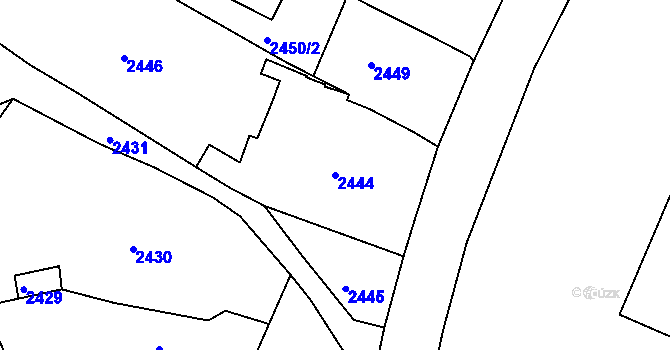 Parcela st. 2444 v KÚ Třešť, Katastrální mapa