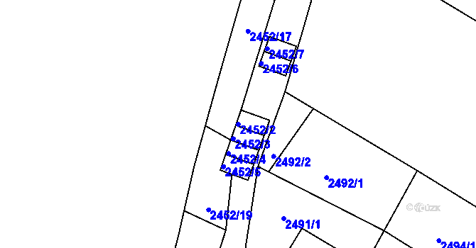 Parcela st. 2452/2 v KÚ Třešť, Katastrální mapa
