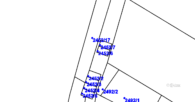 Parcela st. 2452/6 v KÚ Třešť, Katastrální mapa