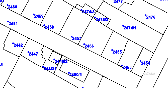 Parcela st. 2456 v KÚ Třešť, Katastrální mapa