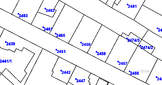 Parcela st. 2459 v KÚ Třešť, Katastrální mapa