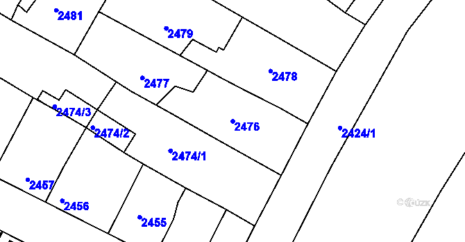 Parcela st. 2476 v KÚ Třešť, Katastrální mapa