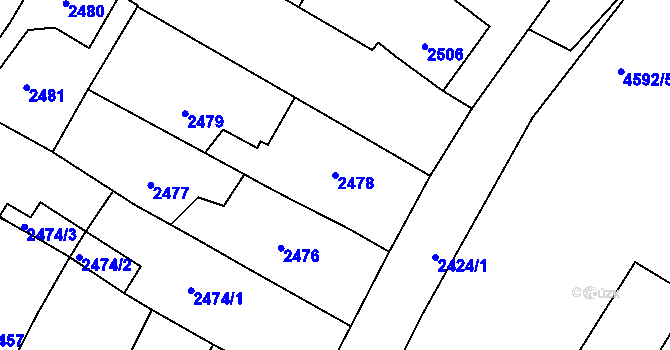 Parcela st. 2478 v KÚ Třešť, Katastrální mapa