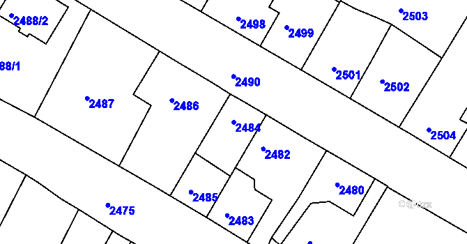 Parcela st. 2484 v KÚ Třešť, Katastrální mapa