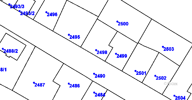 Parcela st. 2498 v KÚ Třešť, Katastrální mapa
