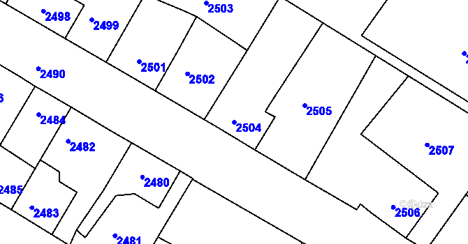 Parcela st. 2504 v KÚ Třešť, Katastrální mapa