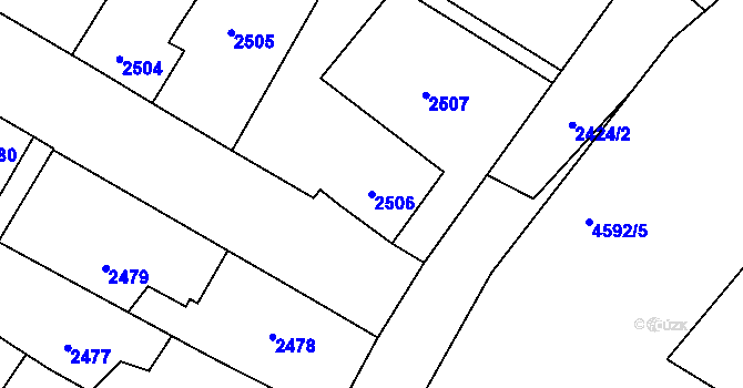 Parcela st. 2506 v KÚ Třešť, Katastrální mapa