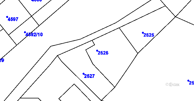 Parcela st. 2526 v KÚ Třešť, Katastrální mapa