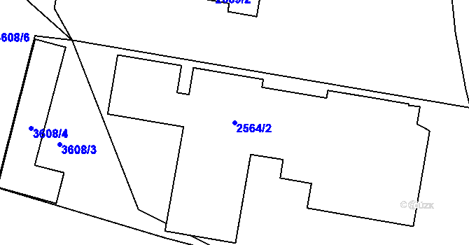 Parcela st. 2564/2 v KÚ Třešť, Katastrální mapa