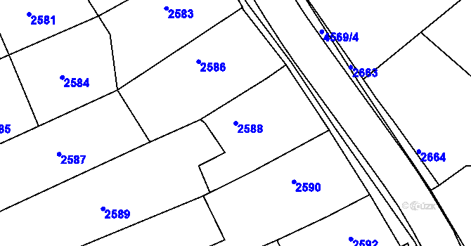 Parcela st. 2588 v KÚ Třešť, Katastrální mapa