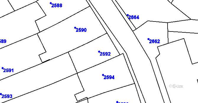 Parcela st. 2592 v KÚ Třešť, Katastrální mapa