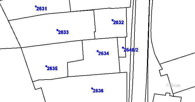 Parcela st. 2634 v KÚ Třešť, Katastrální mapa