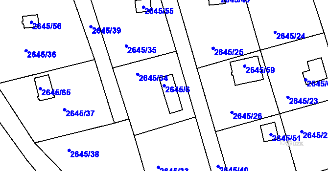 Parcela st. 2645/6 v KÚ Třešť, Katastrální mapa