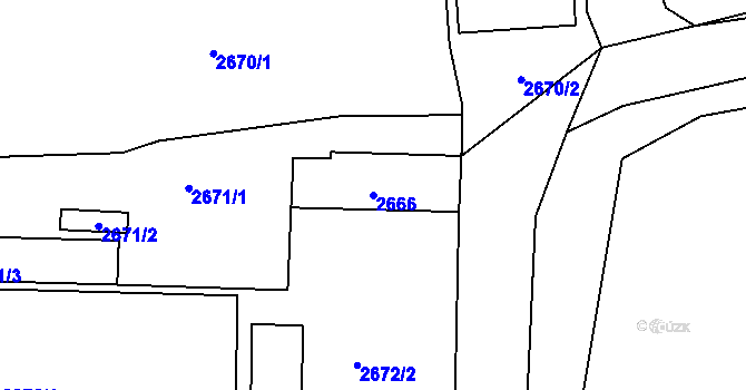 Parcela st. 2666 v KÚ Třešť, Katastrální mapa