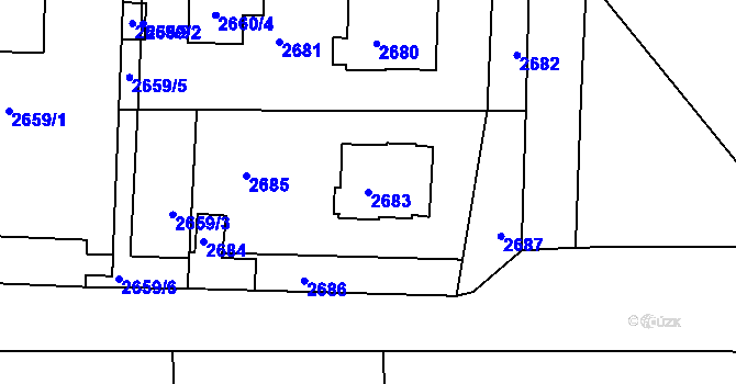 Parcela st. 2683 v KÚ Třešť, Katastrální mapa
