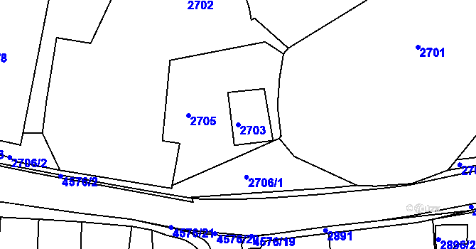 Parcela st. 2703 v KÚ Třešť, Katastrální mapa