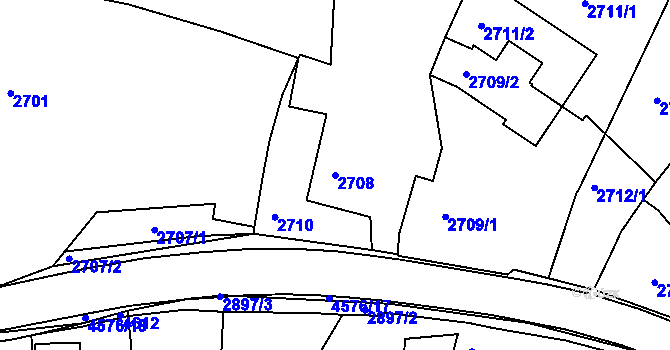 Parcela st. 2708 v KÚ Třešť, Katastrální mapa