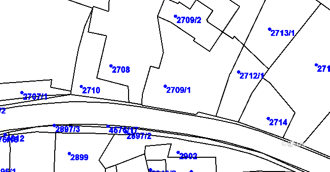 Parcela st. 2709/1 v KÚ Třešť, Katastrální mapa