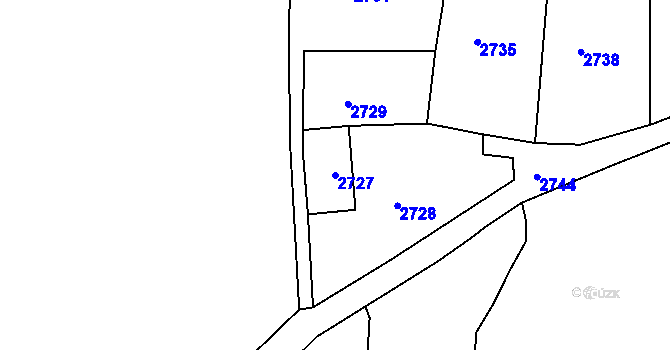 Parcela st. 2727 v KÚ Třešť, Katastrální mapa