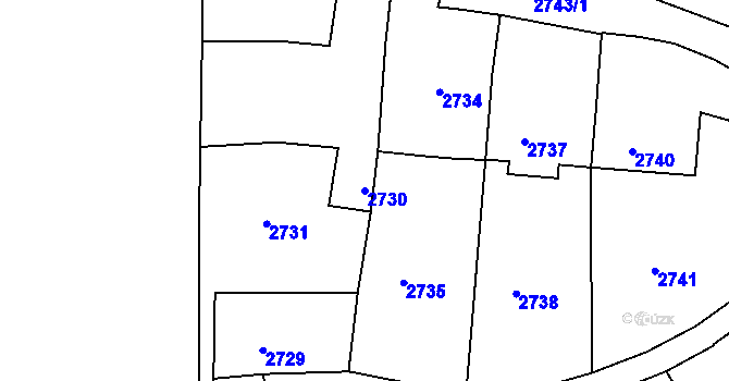 Parcela st. 2730 v KÚ Třešť, Katastrální mapa